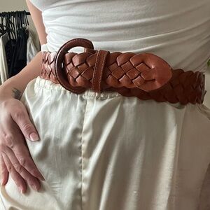 Braided Leather Belt in Brown